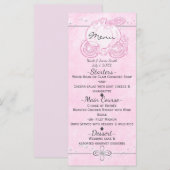 Menu de fête élégant Carrosse Cendrillon rose (Devant / Derrière)