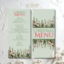 Menu de fête élégant de Noël avec verdure