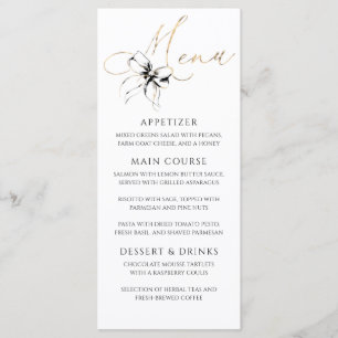 Menu de fête élégant Typographie Or Ruban Noir