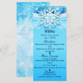 Menu de fête Flocon de neige du pays des merveille (Devant / Derrière)
