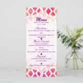 Menu de fête glamour arabe marocain rose et orange (Debout devant)