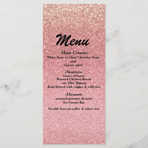Menu de fête glamour pour Sweet 16 pailleté de ros