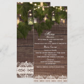 Menu de fête rustique Ivy & String Lights Mason Ja (Devant / Derrière)