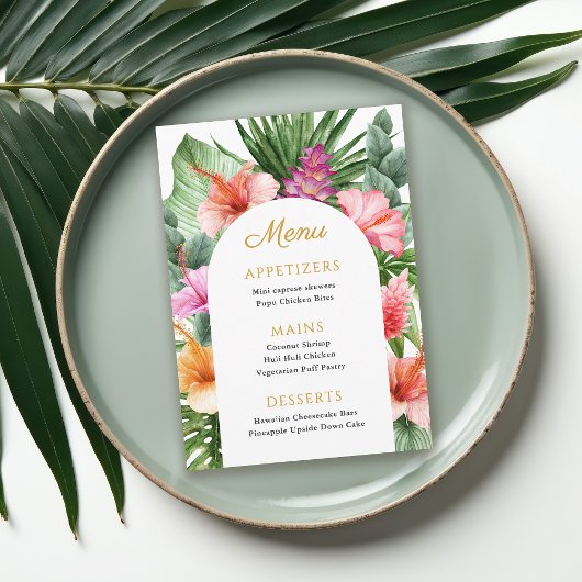 Menu de fête tropicale coloré et luau