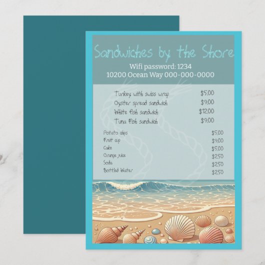 Menu de Flat Beach (Devant / Derrière)