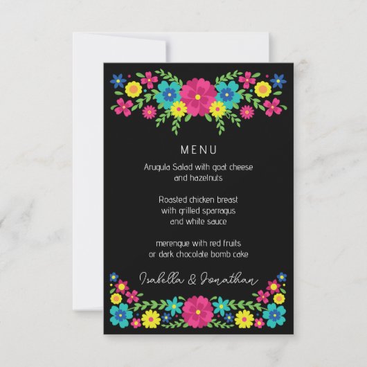 Menu de fleurs colorées mexicaines (Devant)