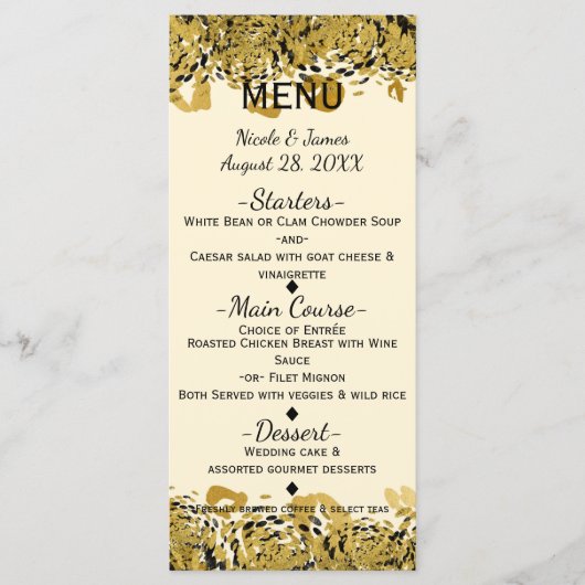 Menu de glam Cheetah Gold & Black Exotic Jungle (Devant)