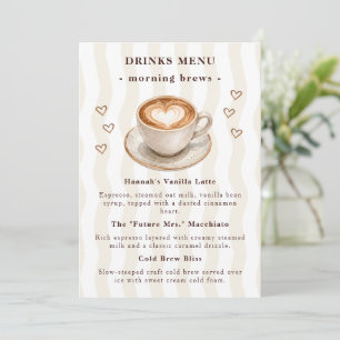 Menu de la Baby Shower Café Cozy Love Is Brewing