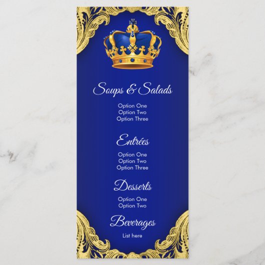 Menu de la Baby Shower du Prince (Devant)