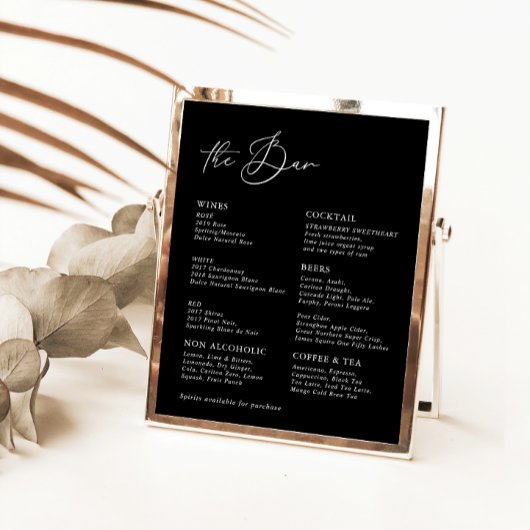 Menu de la barre de Mariage de calligraphie modern