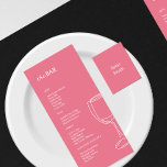 Menu de la barre de Mariage rose vif minimaliste<br><div class="desc">Ces cartes de menu mariage élégantes et modernes ou les cartes de menu de répétition du dîner présentent un design de texte simple,  avec une illustration minimaliste. Ajoutez vos initiales ou votre monogramme pour les rendre complètement vôtres.</div>