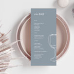 Menu de la barre de Mariages bleu poussiéreux mini<br><div class="desc">Ces cartes de menu mariage élégantes et modernes ou les cartes de menu de répétition du dîner présentent un design de texte simple,  avec une illustration minimaliste. Ajoutez vos initiales ou votre monogramme pour les rendre complètement vôtres.</div>
