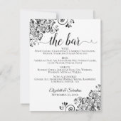 Menu de la barre de Mariages noir et blanc simple  (Dos)