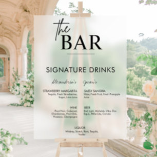 Menu de la barre des boissons de signature Mariage