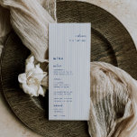 Menu de la carte de Mariage bleu blanc<br><div class="desc">Massive Blue minimaliste,  carte de place mariage et menu. Caractéristiques,  typographie bleu français et arrière - plans motifs à rayures bleu clair. Les polices et la couleur arrière - plan peuvent être customisées. Veuillez noter que les noms des invités doivent être entrés et ajoutés individuellement à votre panier.</div>