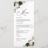 Menu de la cérémonie Mariage marine et rose pâle (Devant)