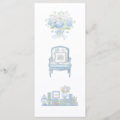 Menu de la douche de mariée florale bleue botaniqu (Dos)