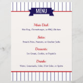 Menu de la fête à thème de baseball (Devant)