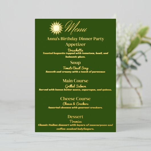 Menu de la fête ambiance tropicale (Debout devant)