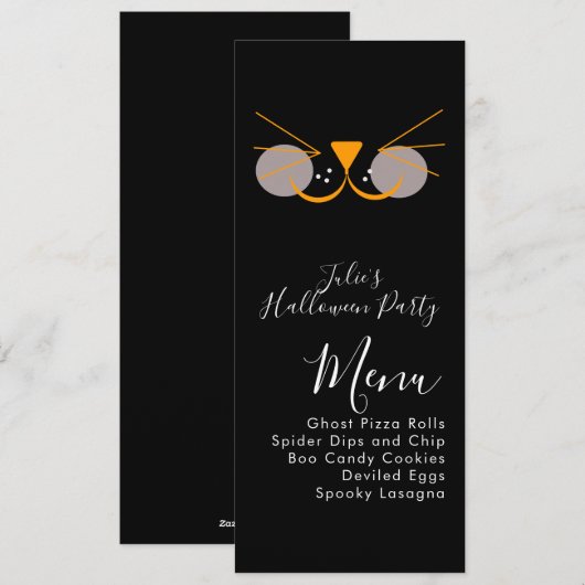 Menu de la fête de costume de chat mignon d'Hallow (Devant / Derrière)