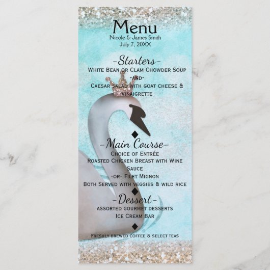 Menu de la fête de la princesse cygne paillettes d (Devant)