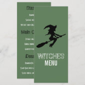 Menu de la fête de la sorcière sur un balai (Devant / Derrière)