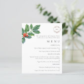 Menu de la fête de Noël avec logo de Holly Berries (Debout devant)