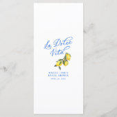 Menu de la Fête des mariées méditerranéenne La Dol (Dos)