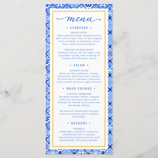 Menu de la Fête des mariées méditerranéenne La Dol (Devant)