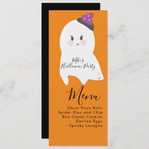 Menu de la fête du costume fantôme d'Halloween
