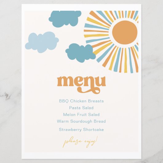 Menu de la fête du soleil imprimé (Devant)