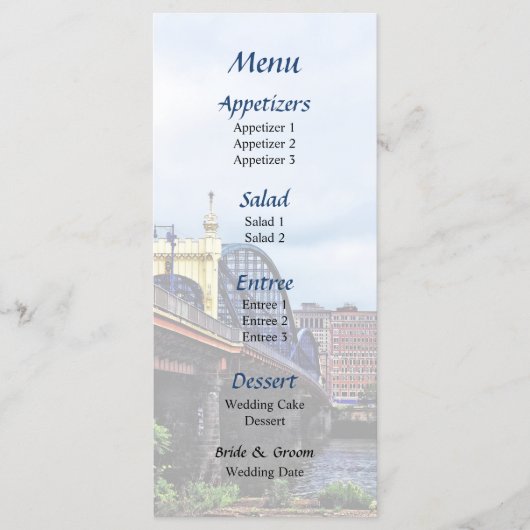 Menu de la mariée de Smithfield St à Pittsburgh Sk (Devant)