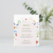 Menu de la réception de mariage champêtre aux fleu (Debout devant)