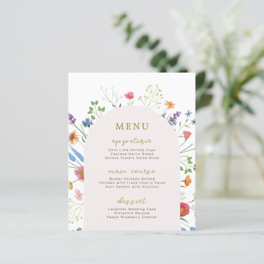 Menu de la réception de mariage champêtre aux fleu (Debout devant)