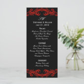 Menu de la réception de mariage rouge et noir (Debout devant)
