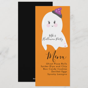 Menu de la soirée costumée en fantôme d'Halloween