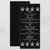 Menu de la soirée Glamour Hollywood Stars Noir et (Devant / Derrière)