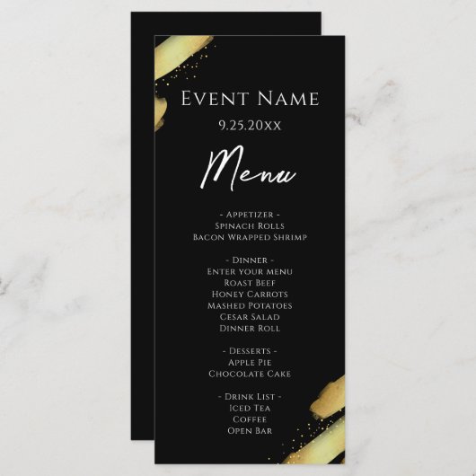 Menu de l'événement Black Gold  (Devant / Derrière)