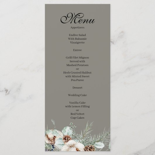 Menu de l'événement de verdure enneigée (Devant)