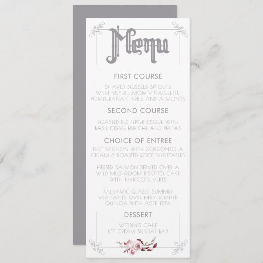 Menu de lune et de mariage d'aquarelle de Raven (Devant / Derrière)