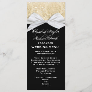 Menu de luxe Ribbon Black Gold Mariage damassé