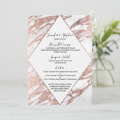 Menu de marbre moderne blanc de mariage d'or rose (Debout devant)
