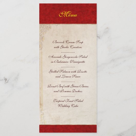 Menu de mariage (Dos)