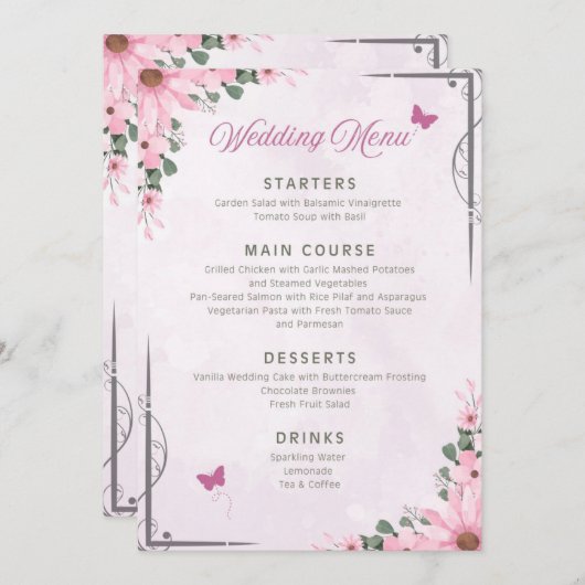 Menu de mariage (Devant / Derrière)