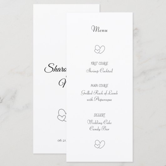 Menu de mariage (Devant / Derrière)