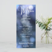 Menu de mariage 32 Blue Bokeh Light & Typographie (Debout devant)