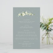 Menu de mariage à 4 plats Seafoam Snowberry + Euca (Debout devant)