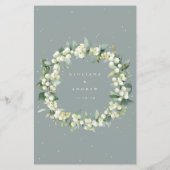 Menu de mariage à 4 plats Seafoam Snowberry + Euca (Dos)