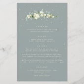 Menu de mariage à 4 plats Seafoam Snowberry + Euca (Devant)