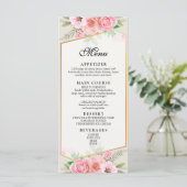 Menu de mariage à bordure de rose rose élégant (Debout devant)